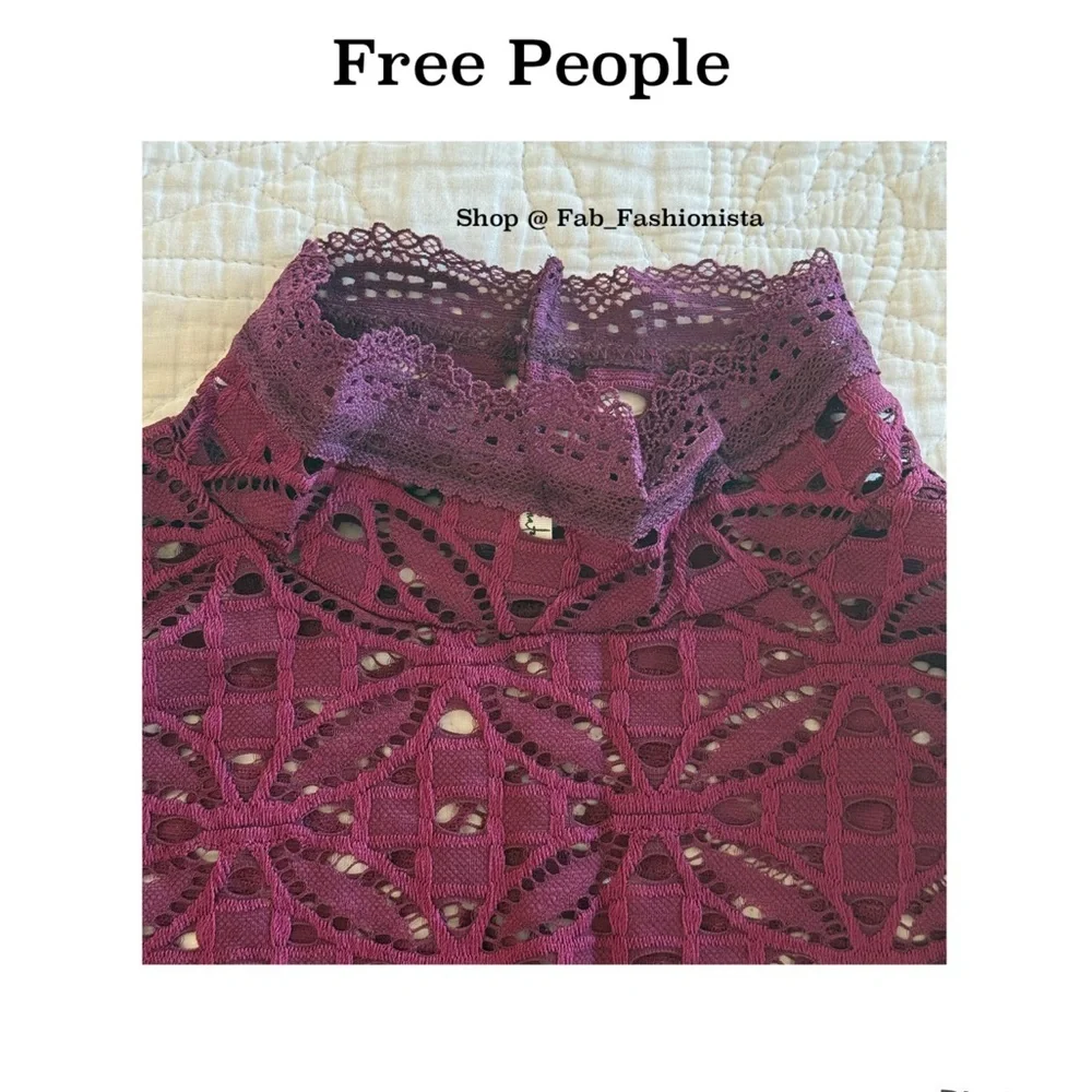 Free People Crochet longe sleeve Blouse Small